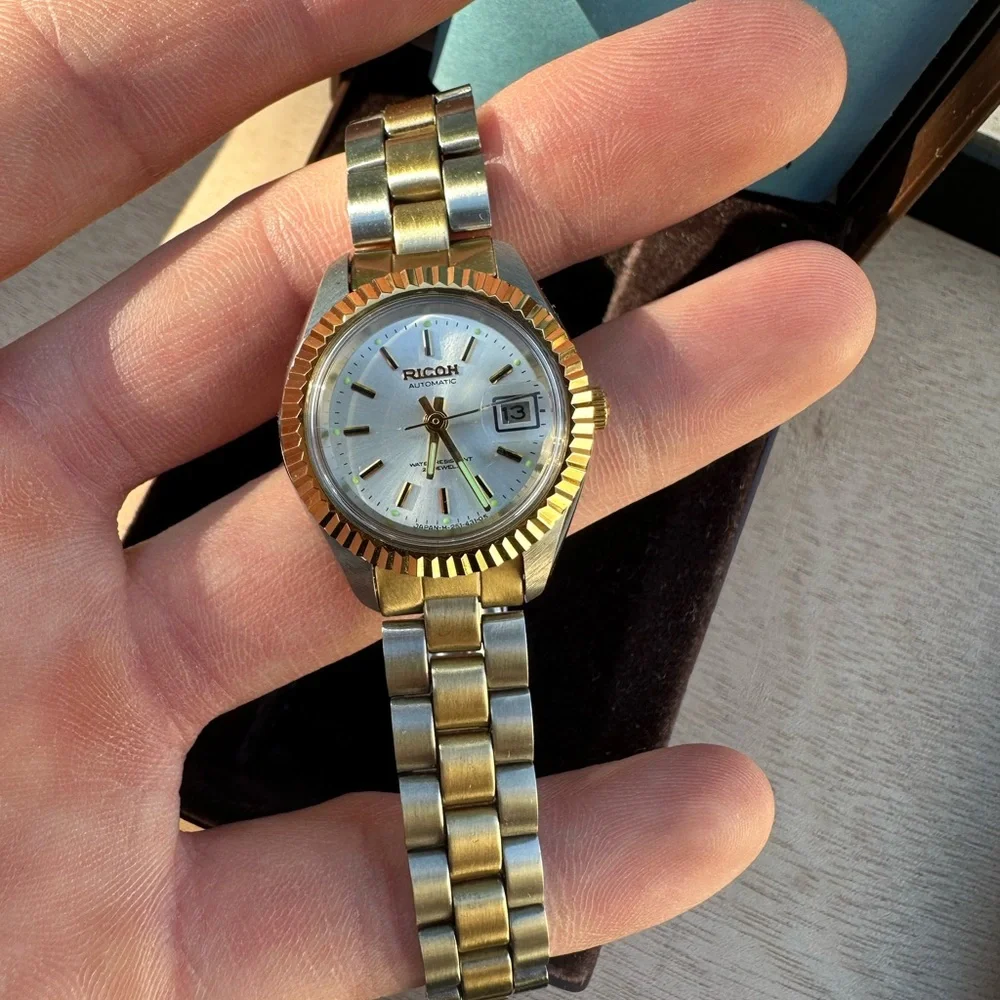 Flawless Vintage Ricoh Two-Tone Automatic Watch With Original Box
